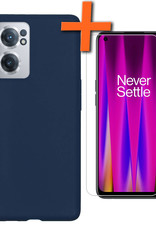 Nomfy Hoesje Geschikt voor OnePlus Nord CE 2 Hoesje Siliconen Cover Case Met Screenprotector - Hoes Geschikt voor OnePlus Nord CE 2 Hoes Back Case - Donkerblauw