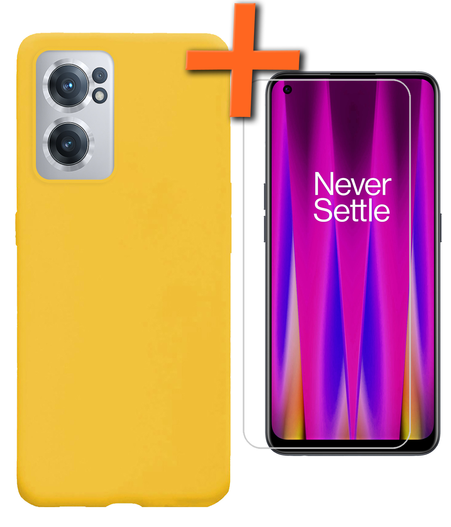 Nomfy Hoesje Geschikt voor OnePlus Nord CE 2 Hoesje Siliconen Cover Case Met Screenprotector - Hoes Geschikt voor OnePlus Nord CE 2 Hoes Back Case - Geel