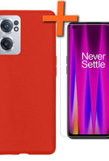 Nomfy Hoesje Geschikt voor OnePlus Nord CE 2 Hoesje Siliconen Cover Case Met Screenprotector - Hoes Geschikt voor OnePlus Nord CE 2 Hoes Back Case - Rood