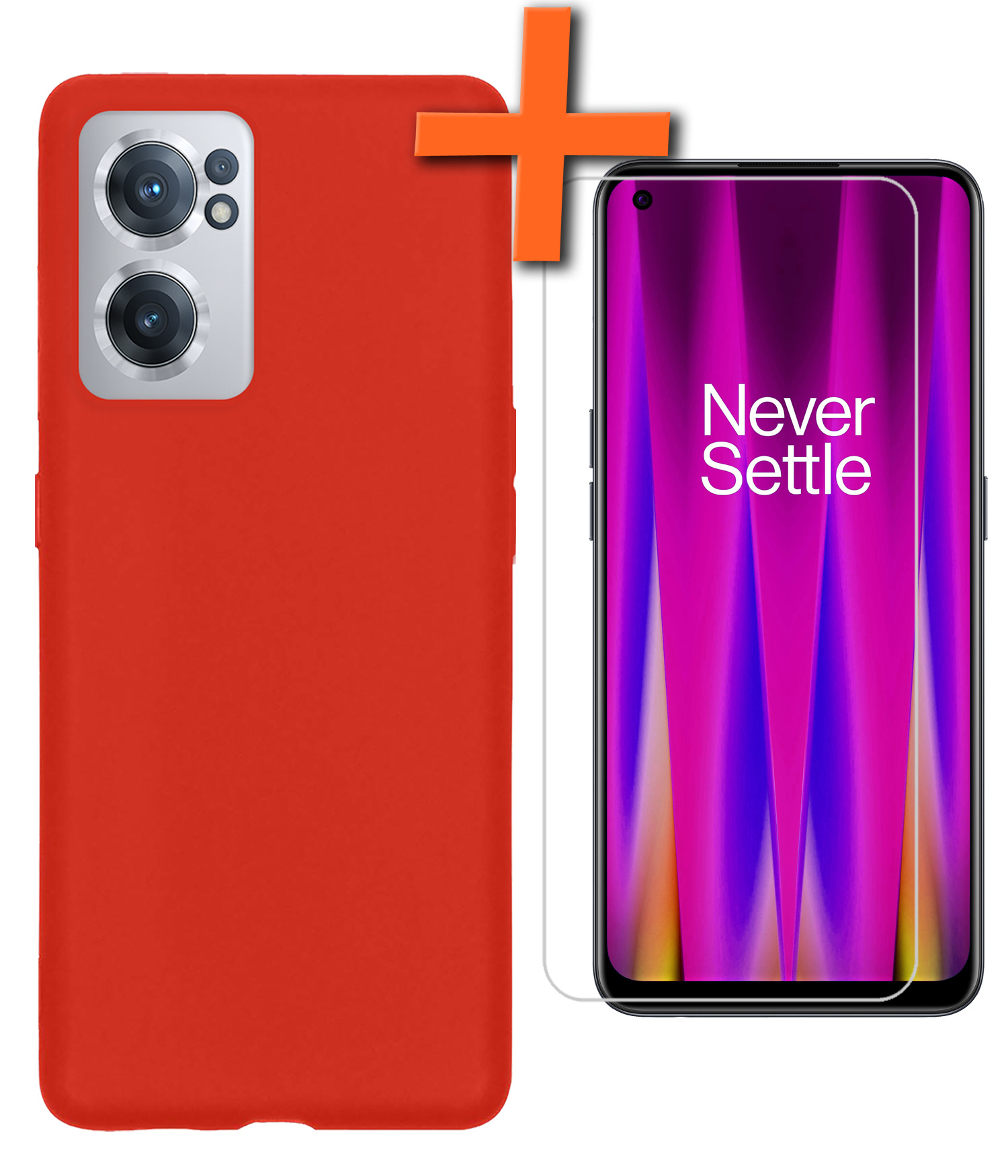 Nomfy Hoesje Geschikt voor OnePlus Nord CE 2 Hoesje Siliconen Cover Case Met Screenprotector - Hoes Geschikt voor OnePlus Nord CE 2 Hoes Back Case - Rood