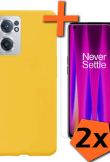 Nomfy Hoesje Geschikt voor OnePlus Nord CE 2 Hoesje Siliconen Cover Case Met 2x Screenprotector - Hoes Geschikt voor OnePlus Nord CE 2 Hoes Back Case - Geel
