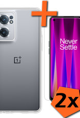 Nomfy Hoesje Geschikt voor OnePlus Nord CE 2 Hoesje Siliconen Cover Case Met 2x Screenprotector - Hoes Geschikt voor OnePlus Nord CE 2 Hoes Back Case - Transparant