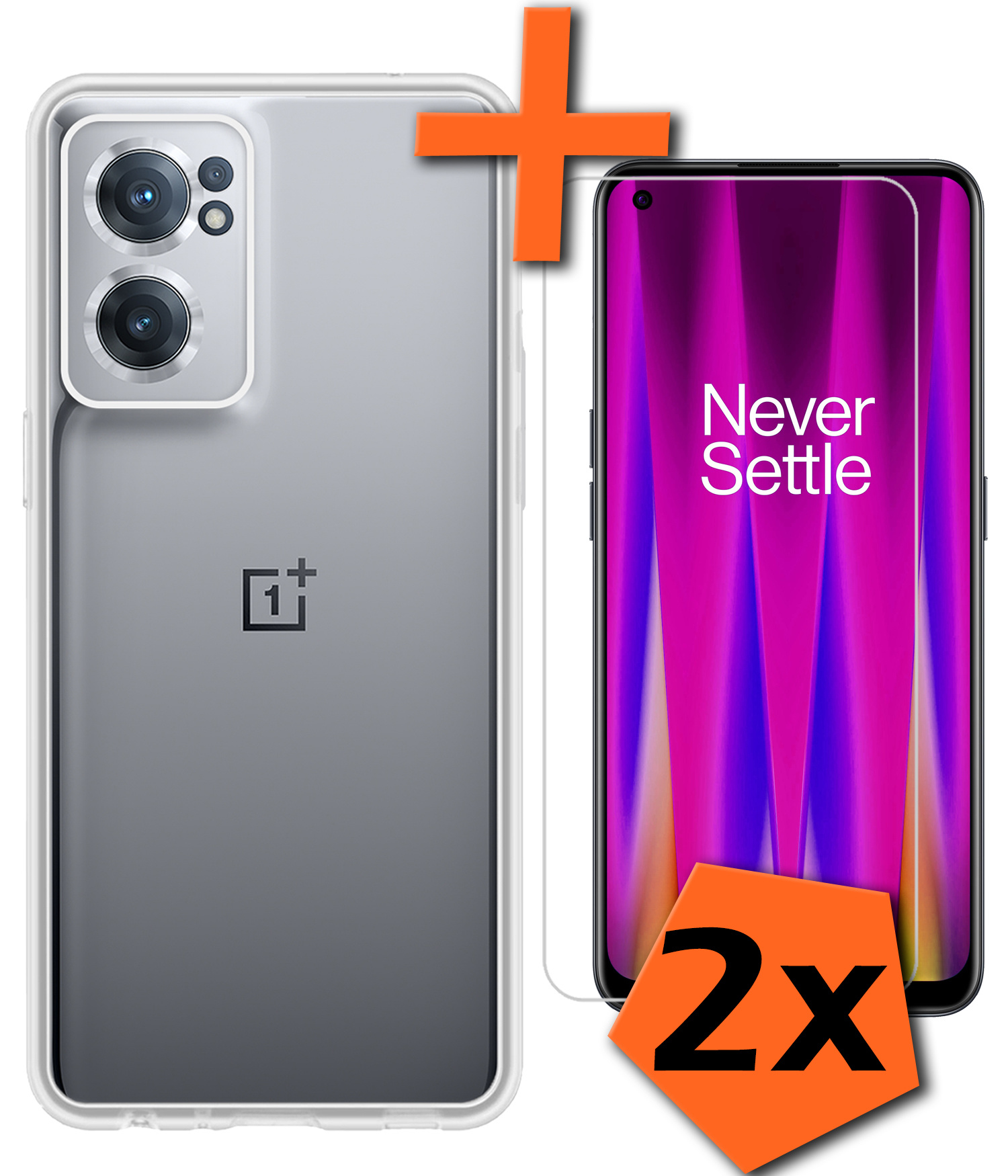 Nomfy Hoesje Geschikt voor OnePlus Nord CE 2 Hoesje Siliconen Cover Case Met 2x Screenprotector - Hoes Geschikt voor OnePlus Nord CE 2 Hoes Back Case - Transparant