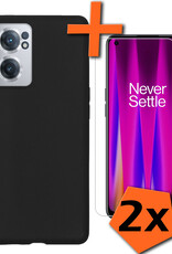Nomfy Hoesje Geschikt voor OnePlus Nord CE 2 Hoesje Siliconen Cover Case Met 2x Screenprotector - Hoes Geschikt voor OnePlus Nord CE 2 Hoes Back Case - Zwart