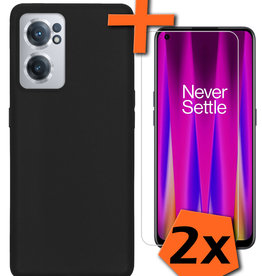 Nomfy Nomfy OnePlus Nord CE 2 Hoesje Siliconen Met 2x Screenprotector - Zwart