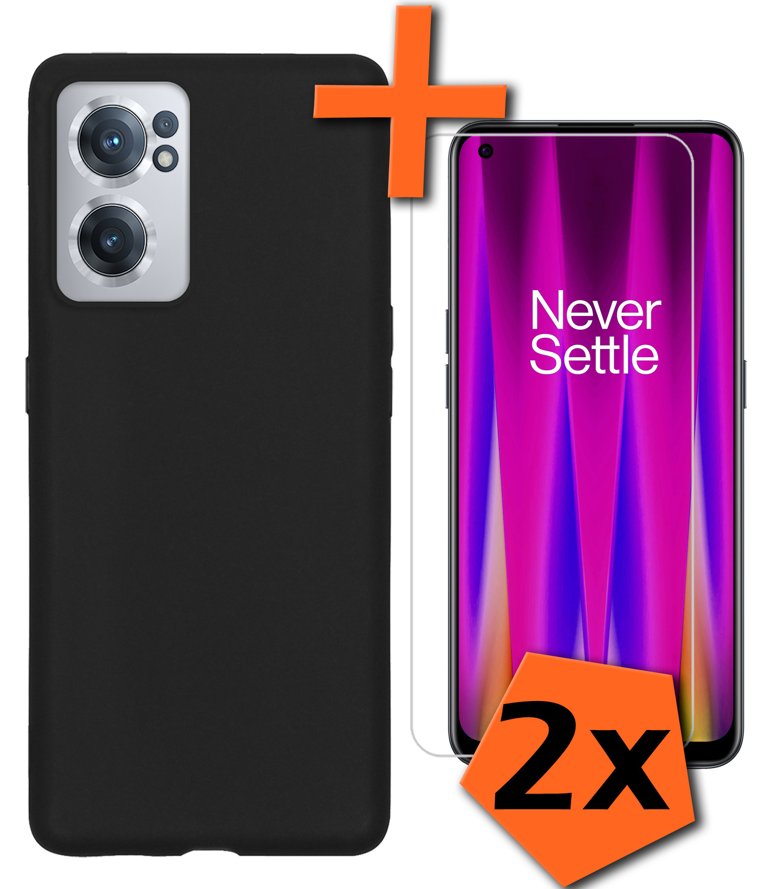 Nomfy Hoesje Geschikt voor OnePlus Nord CE 2 Hoesje Siliconen Cover Case Met 2x Screenprotector - Hoes Geschikt voor OnePlus Nord CE 2 Hoes Back Case - Zwart
