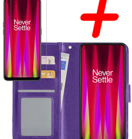 BASEY. BASEY. OnePlus Nord CE 2 Hoesje Bookcase Paars Met Screenprotector