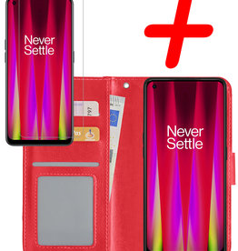 BASEY. BASEY. OnePlus Nord CE 2 Hoesje Bookcase Rood Met Screenprotector