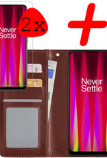 BASEY. Hoes Geschikt voor OnePlus Nord CE 2 Hoesje Bookcase Hoes Flip Case Book Cover Met 2x Screenprotector - Hoesje Geschikt voor OnePlus Nord CE 2 Hoes Book Case Hoesje - Bruin