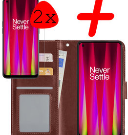 BASEY. BASEY. OnePlus Nord CE 2 Hoesje Bookcase Bruin Met 2x Screenprotector