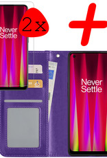 BASEY. Hoes Geschikt voor OnePlus Nord CE 2 Hoesje Bookcase Hoes Flip Case Book Cover Met 2x Screenprotector - Hoesje Geschikt voor OnePlus Nord CE 2 Hoes Book Case Hoesje - Paars