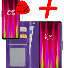 BASEY. BASEY. OnePlus Nord CE 2 Hoesje Bookcase Paars Met 2x Screenprotector