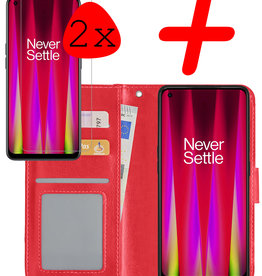 BASEY. BASEY. OnePlus Nord CE 2 Hoesje Bookcase Rood Met 2x Screenprotector