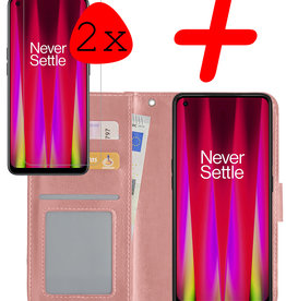 BASEY. BASEY. OnePlus Nord CE 2 Hoesje Bookcase Rose goud Met 2x Screenprotector