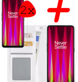BASEY. BASEY. OnePlus Nord CE 2 Hoesje Bookcase Wit Met 2x Screenprotector