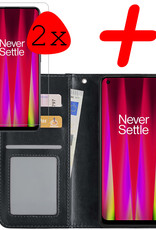 BASEY. Hoes Geschikt voor OnePlus Nord CE 2 Hoesje Bookcase Hoes Flip Case Book Cover Met 2x Screenprotector - Hoesje Geschikt voor OnePlus Nord CE 2 Hoes Book Case Hoesje - Zwart