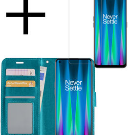 NoXx NoXx OnePlus Nord CE 2 Hoesje Bookcase Turquoise Met Screenprotector