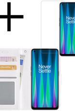 NoXx Hoes Geschikt voor OnePlus Nord CE 2 Hoesje Book Case Hoes Flip Cover Wallet Bookcase Met Screenprotector - Wit