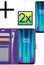 NoXx Hoes Geschikt voor OnePlus Nord CE 2 Hoesje Book Case Hoes Flip Cover Wallet Bookcase Met 2x Screenprotector - Paars