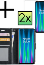NoXx Hoes Geschikt voor OnePlus Nord CE 2 Hoesje Book Case Hoes Flip Cover Wallet Bookcase Met 2x Screenprotector - Zwart