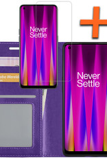 Nomfy Hoesje Geschikt voor OnePlus Nord CE 2 Hoes Bookcase Flipcase Book Cover Met Screenprotector - Hoes Geschikt voor OnePlus Nord CE 2 Hoesje Book Case - Paars
