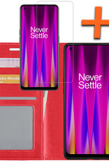 Nomfy Hoesje Geschikt voor OnePlus Nord CE 2 Hoes Bookcase Flipcase Book Cover Met Screenprotector - Hoes Geschikt voor OnePlus Nord CE 2 Hoesje Book Case - Rood