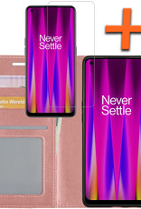 Nomfy Hoesje Geschikt voor OnePlus Nord CE 2 Hoes Bookcase Flipcase Book Cover Met Screenprotector - Hoes Geschikt voor OnePlus Nord CE 2 Hoesje Book Case - Rosé goud