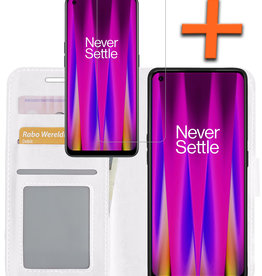 Nomfy Nomfy OnePlus Nord CE 2 Hoesje Bookcase Wit Met Screenprotector