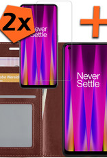 Nomfy Hoesje Geschikt voor OnePlus Nord CE 2 Hoes Bookcase Flipcase Book Cover Met 2x Screenprotector - Hoes Geschikt voor OnePlus Nord CE 2 Hoesje Book Case - Bruin