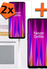 Nomfy Hoesje Geschikt voor OnePlus Nord CE 2 Hoes Bookcase Flipcase Book Cover Met 2x Screenprotector - Hoes Geschikt voor OnePlus Nord CE 2 Hoesje Book Case - Wit