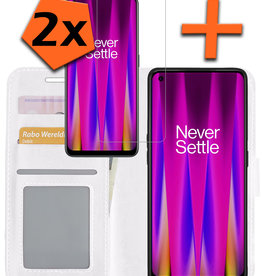 Nomfy Nomfy OnePlus Nord CE 2 Hoesje Bookcase Wit Met 2x Screenprotector