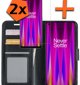 Nomfy Nomfy OnePlus Nord CE 2 Hoesje Bookcase Zwart Met 2x Screenprotector