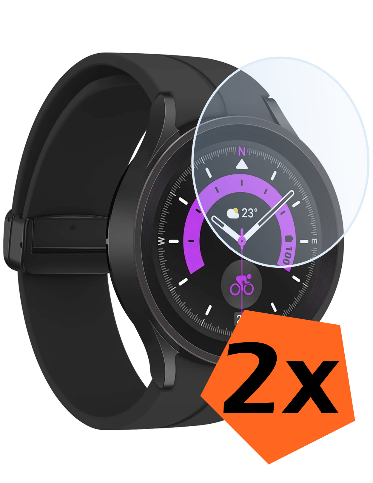 Nomfy Screenprotector Geschikt voor Samsung Watch 5 Pro 45 mm Screenprotector Bescherm Glas - Screen Protector Geschikt voor Samsung Galaxy Watch 5 Pro (45 mm) Screenprotector Tempered Glass - 2 PACK