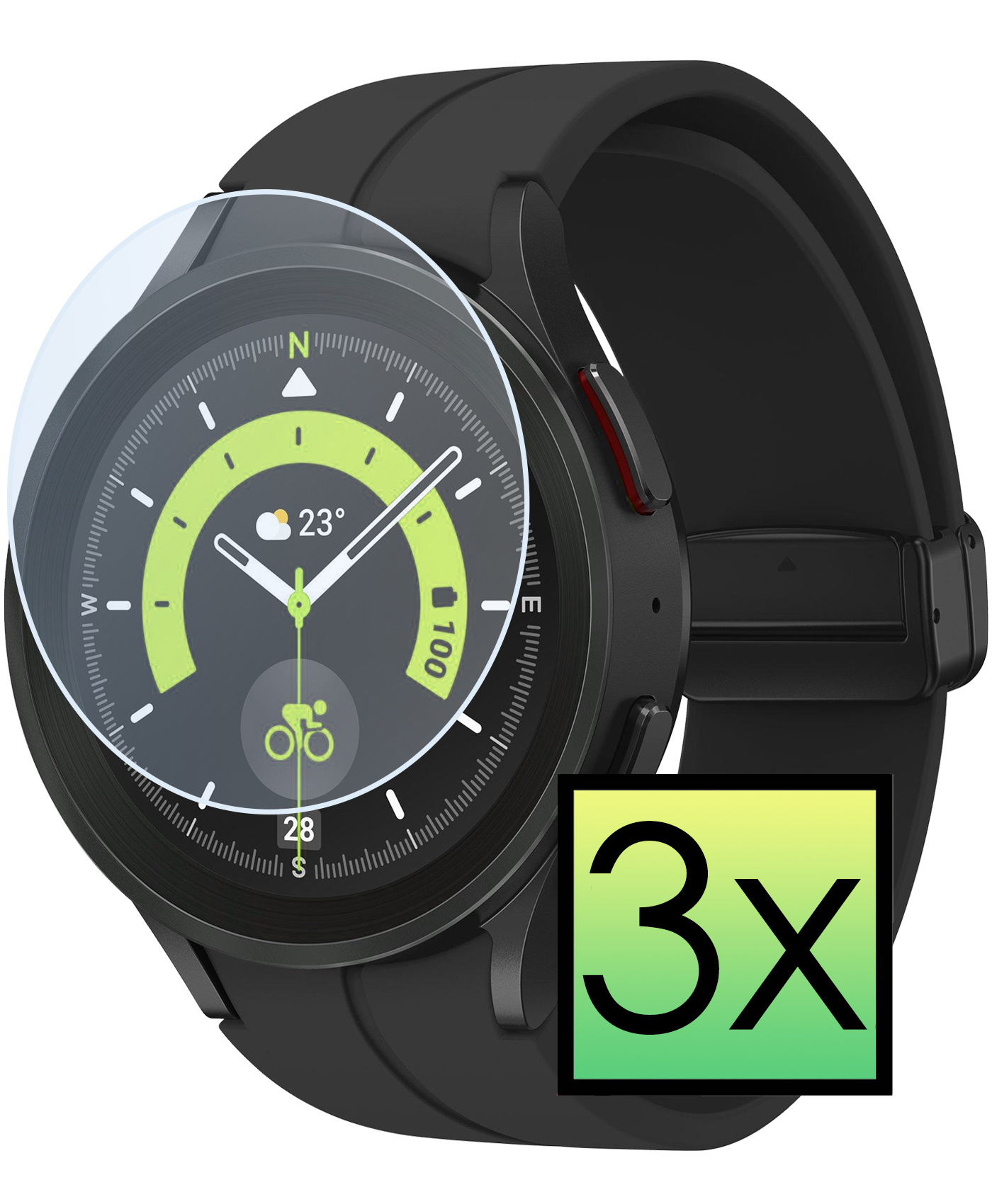 NoXx Screenprotector Geschikt voor Samsung Watch 5 Pro 45 mm Screenprotector Tempered Glass Gehard Glas - 3x