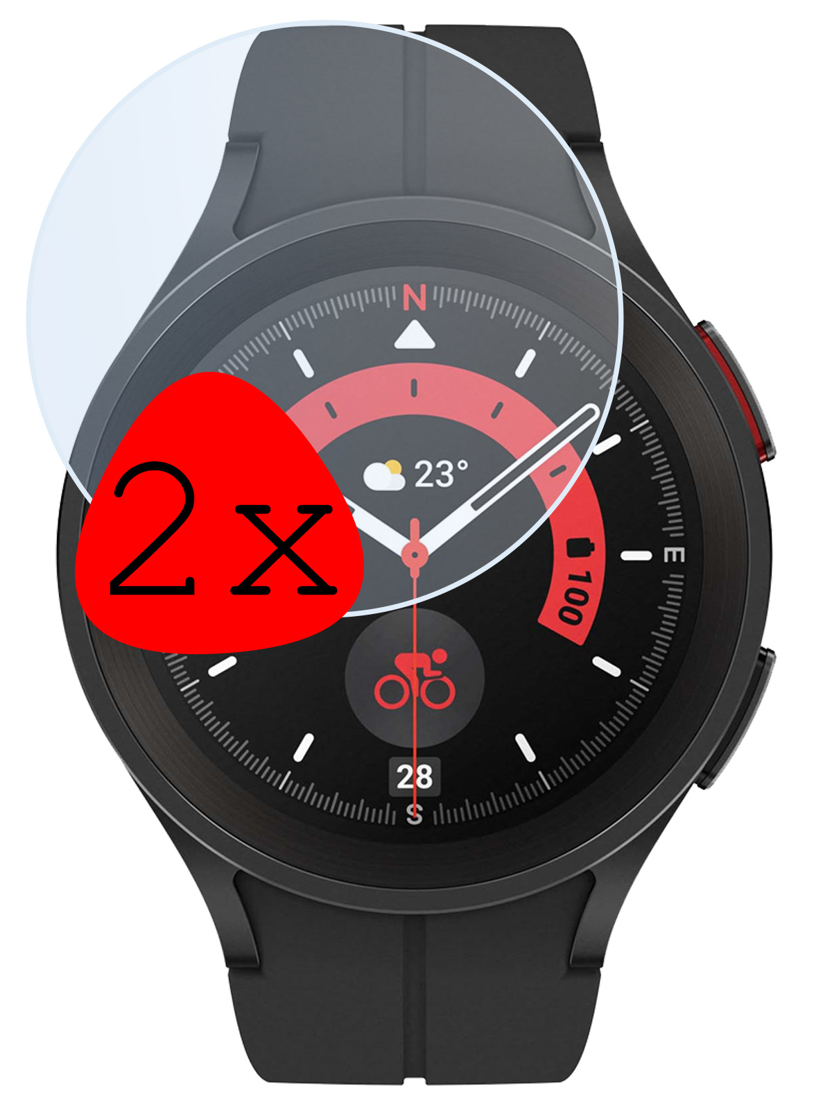 BASEY. Screenprotector Geschikt voor Samsung Watch 5 Pro 45 mm Screenprotector Tempered Glass Beschermglas - Screenprotector Geschikt voor Samsung Galaxy Watch 5 Pro (45 mm) Screen Protector - 2 Stuks