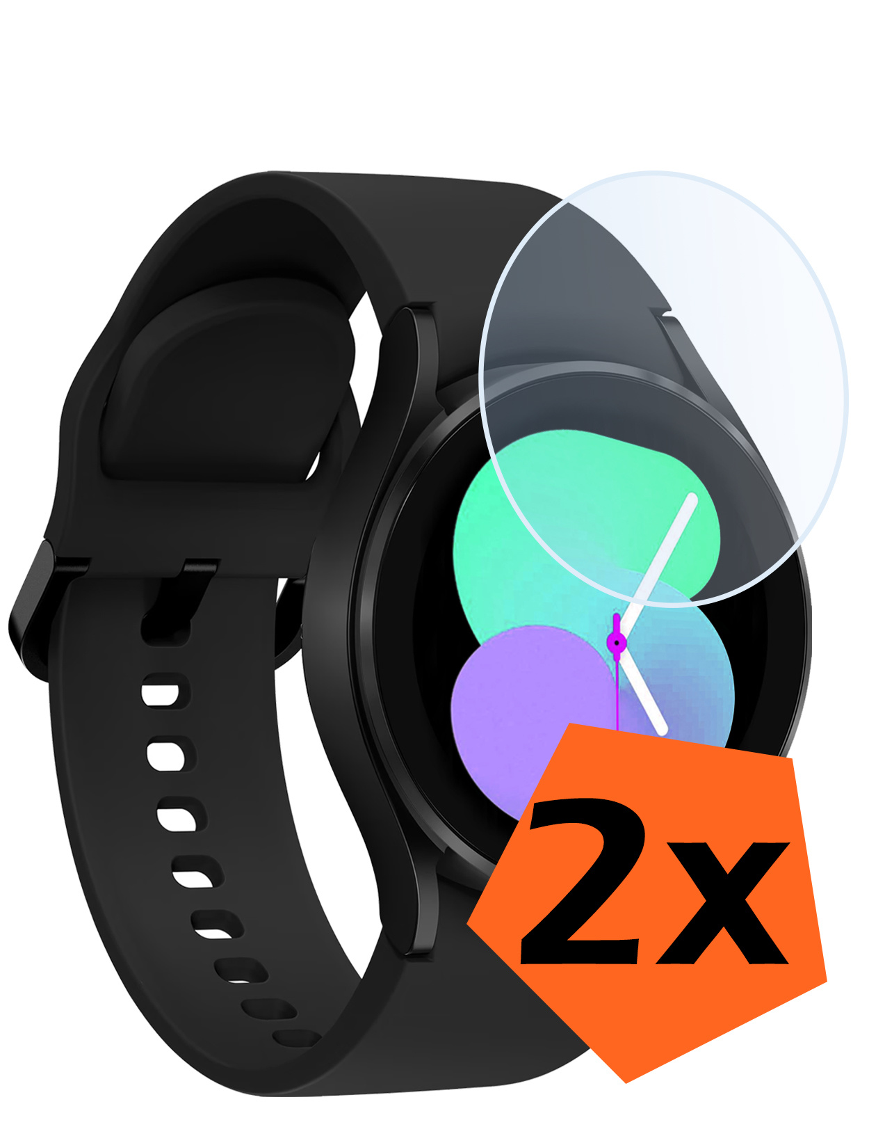 Nomfy Screenprotector Geschikt voor Samsung Watch 5 44 mm Screenprotector Bescherm Glas - Screen Protector Geschikt voor Samsung Galaxy Watch 5 (44 mm) Screenprotector Tempered Glass - 2 PACK
