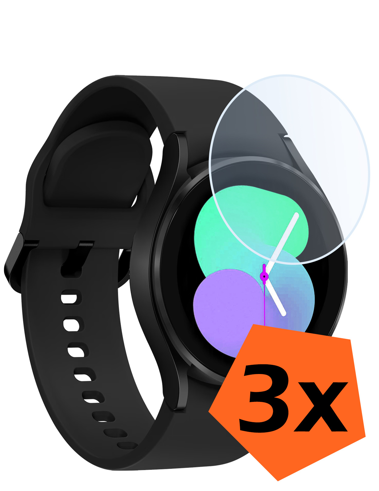 Nomfy Screenprotector Geschikt voor Samsung Watch 5 40 mm Screenprotector Bescherm Glas - Screen Protector Geschikt voor Samsung Galaxy Watch 5 (40 mm) Screenprotector Tempered Glass - 3 PACK
