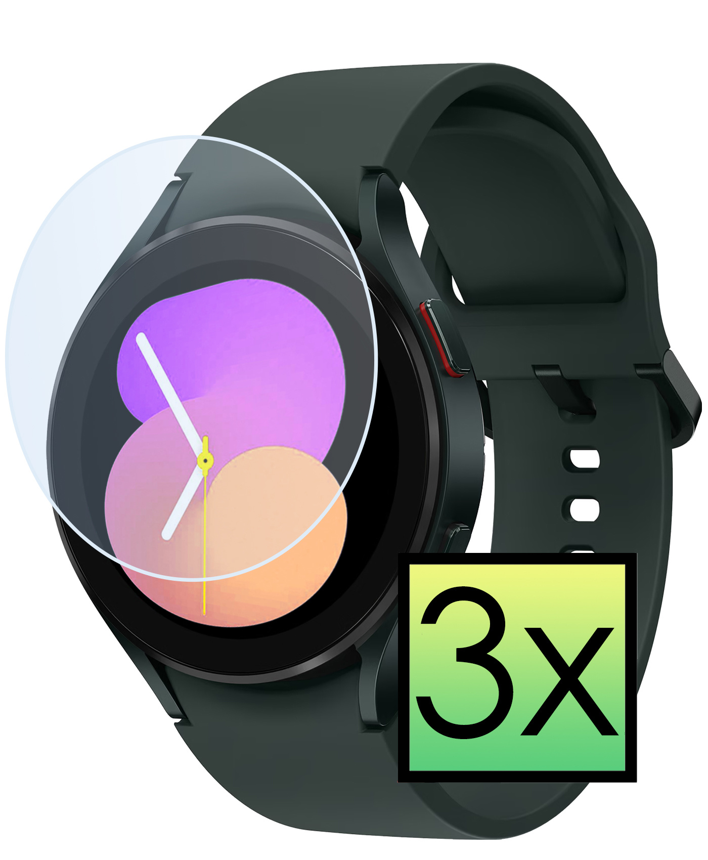 NoXx Screenprotector Geschikt voor Samsung Watch 5 40 mm Screenprotector Tempered Glass Gehard Glas - 3x