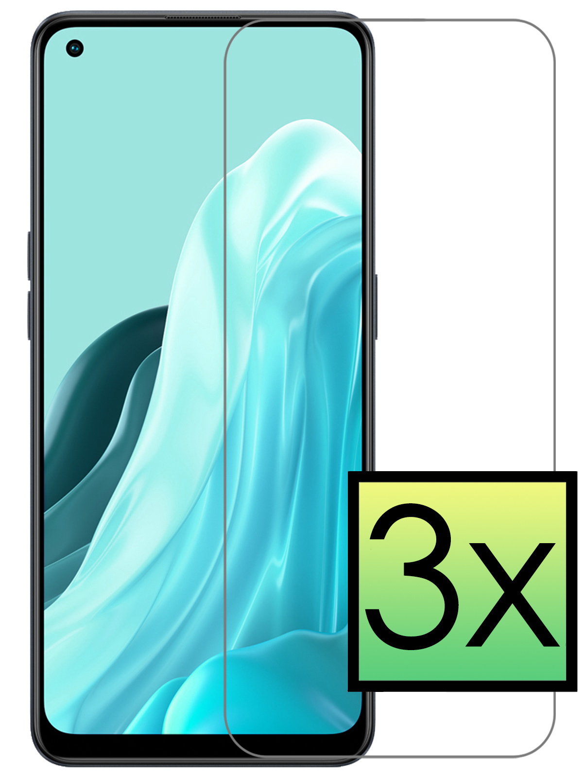 NoXx Screenprotector Geschikt voor OPPO Reno 7 Screenprotector Tempered Glass Gehard Glas Beschermglas - 3x