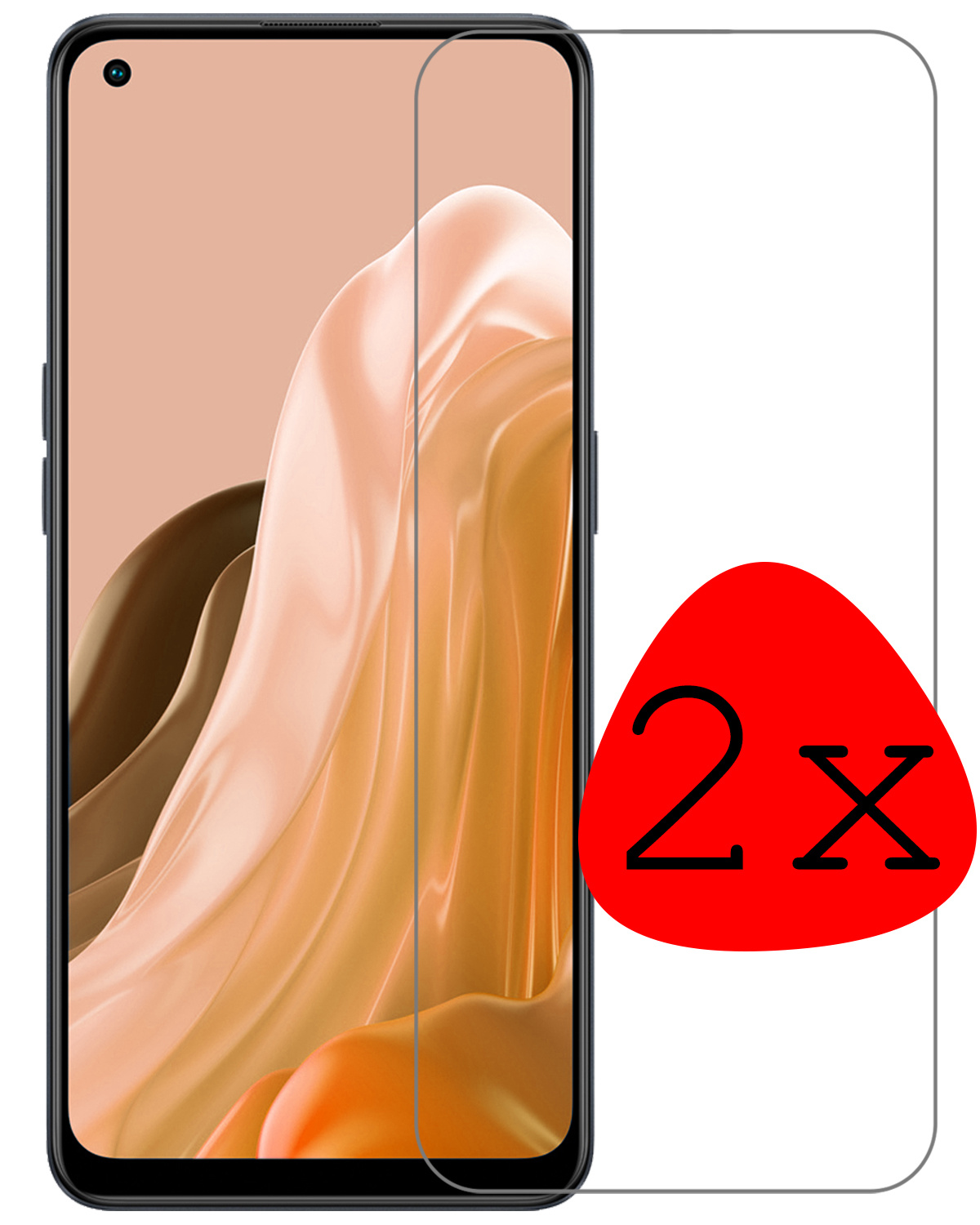BASEY. Screenprotector Geschikt voor OPPO Reno 8 Lite Screenprotector Tempered Glass - Screenprotector Geschikt voor OPPO Reno 8 Lite Beschermglas Screen Protector Glas - 2 Stuks