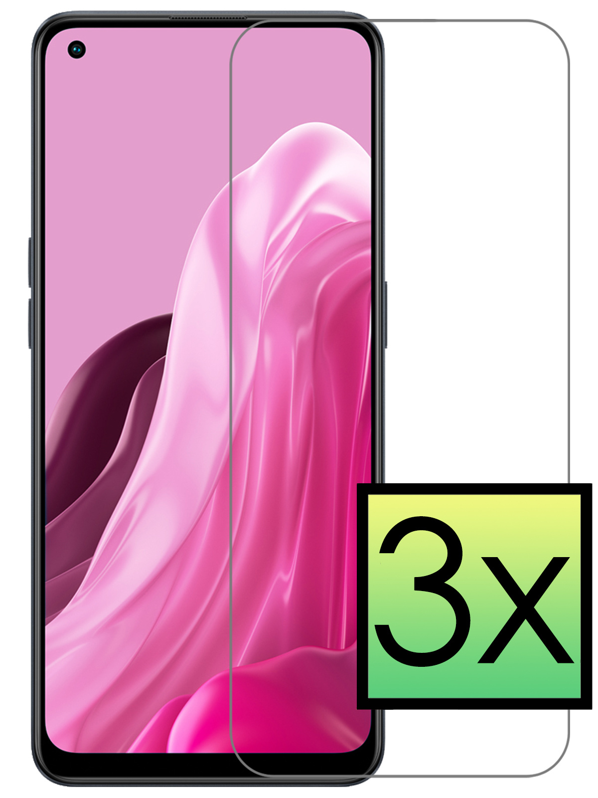 NoXx Screenprotector Geschikt voor OPPO Reno 8 Lite Screenprotector Tempered Glass Gehard Glas Beschermglas - 3x