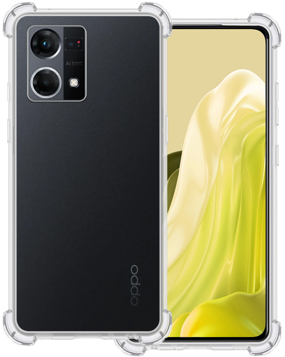 BASEY. Hoes Geschikt voor OPPO Reno 7 Hoesje Shock Proof Case Hoes Siliconen - Hoesje Geschikt voor OPPO Reno 7 Hoes Cover Shockproof - Transparant