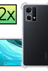 NoXx Hoes Geschikt voor OPPO Reno 7 Hoesje Siliconen Cover Shock Proof Back Case Shockproof Hoes - Transparant - 2x
