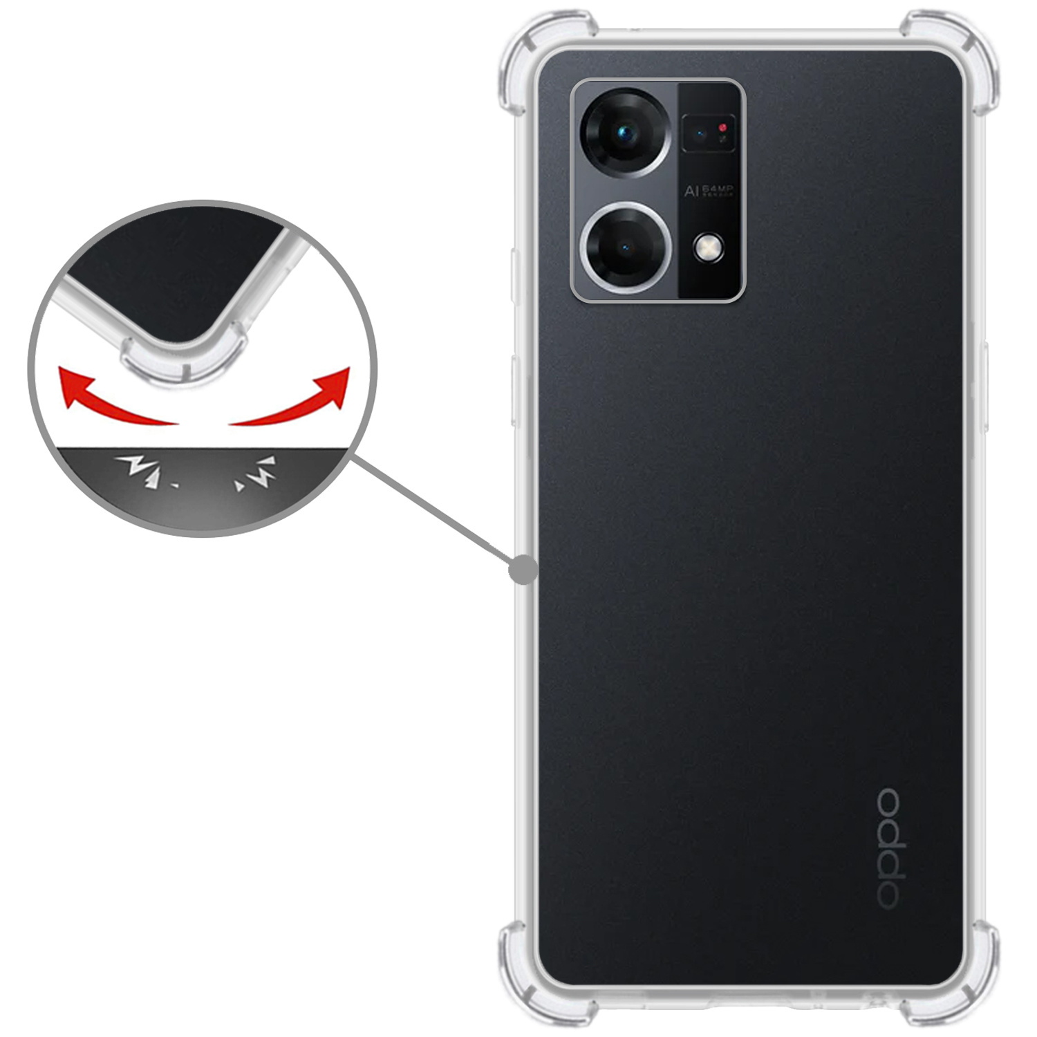 Nomfy Hoesje Geschikt voor OPPO Reno 7 Hoesje Shock Proof Cover Case Shockproof - Hoes Geschikt voor OPPO Reno 7 Hoes Siliconen Back Case - Transparant