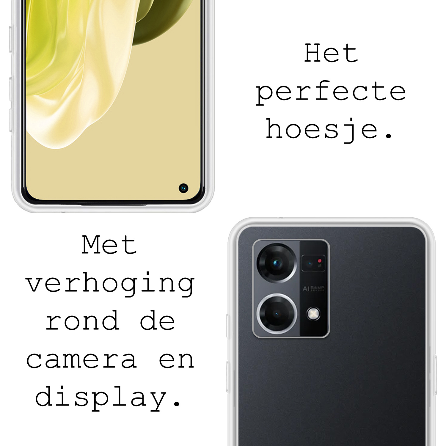 BASEY. Hoes Geschikt voor OPPO Reno 7 Hoesje Siliconen Back Cover Case - Hoesje Geschikt voor OPPO Reno 7 Hoes Cover Hoesje - Transparant