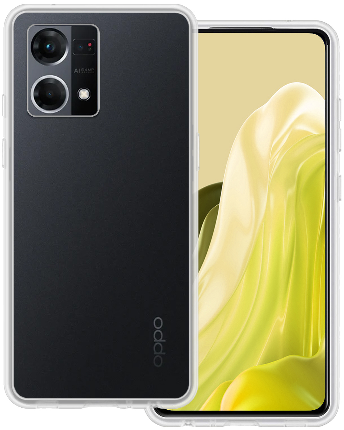 BASEY. Hoes Geschikt voor OPPO Reno 7 Hoesje Siliconen Back Cover Case - Hoesje Geschikt voor OPPO Reno 7 Hoes Cover Hoesje - Transparant