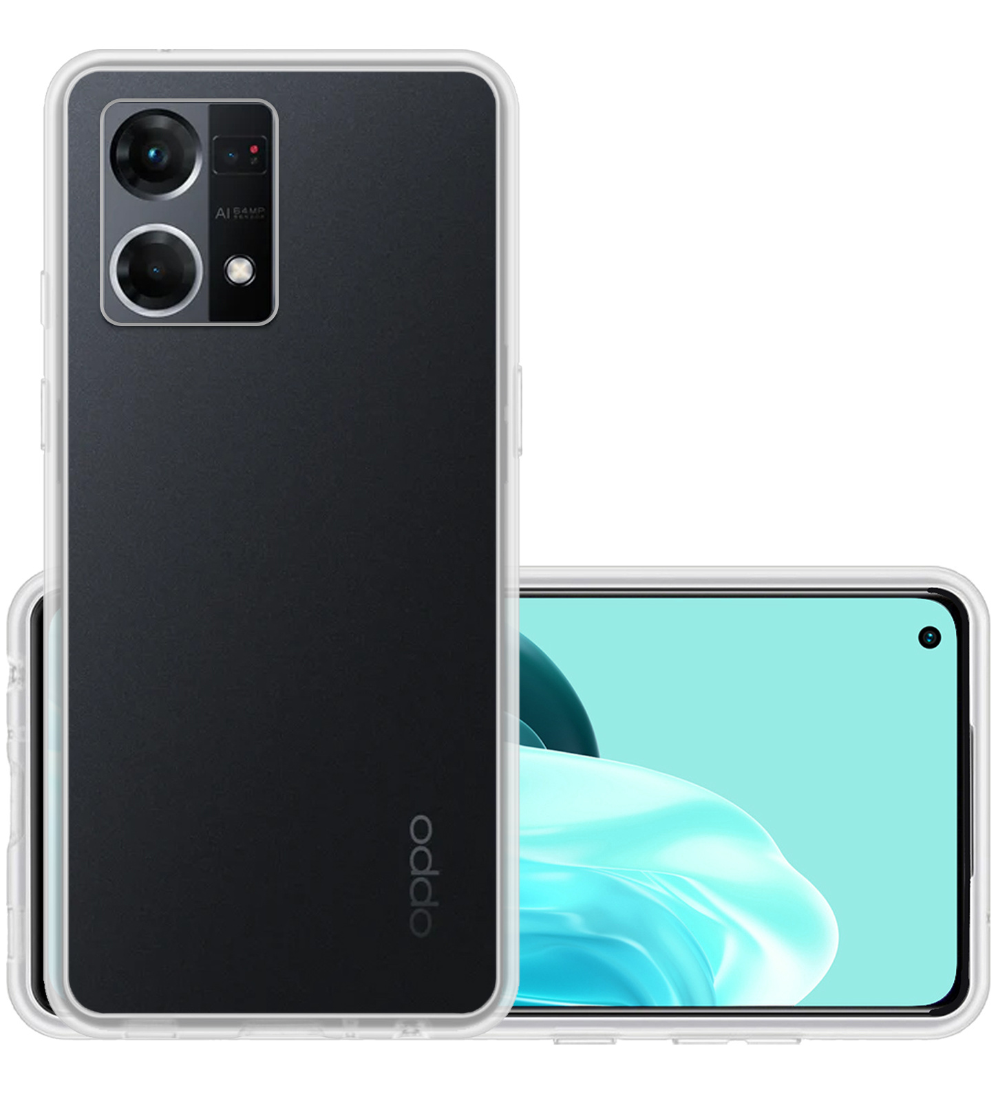 NoXx Oppo Reno7 Hoesje Back Cover Siliconen Case Hoes - Transparant