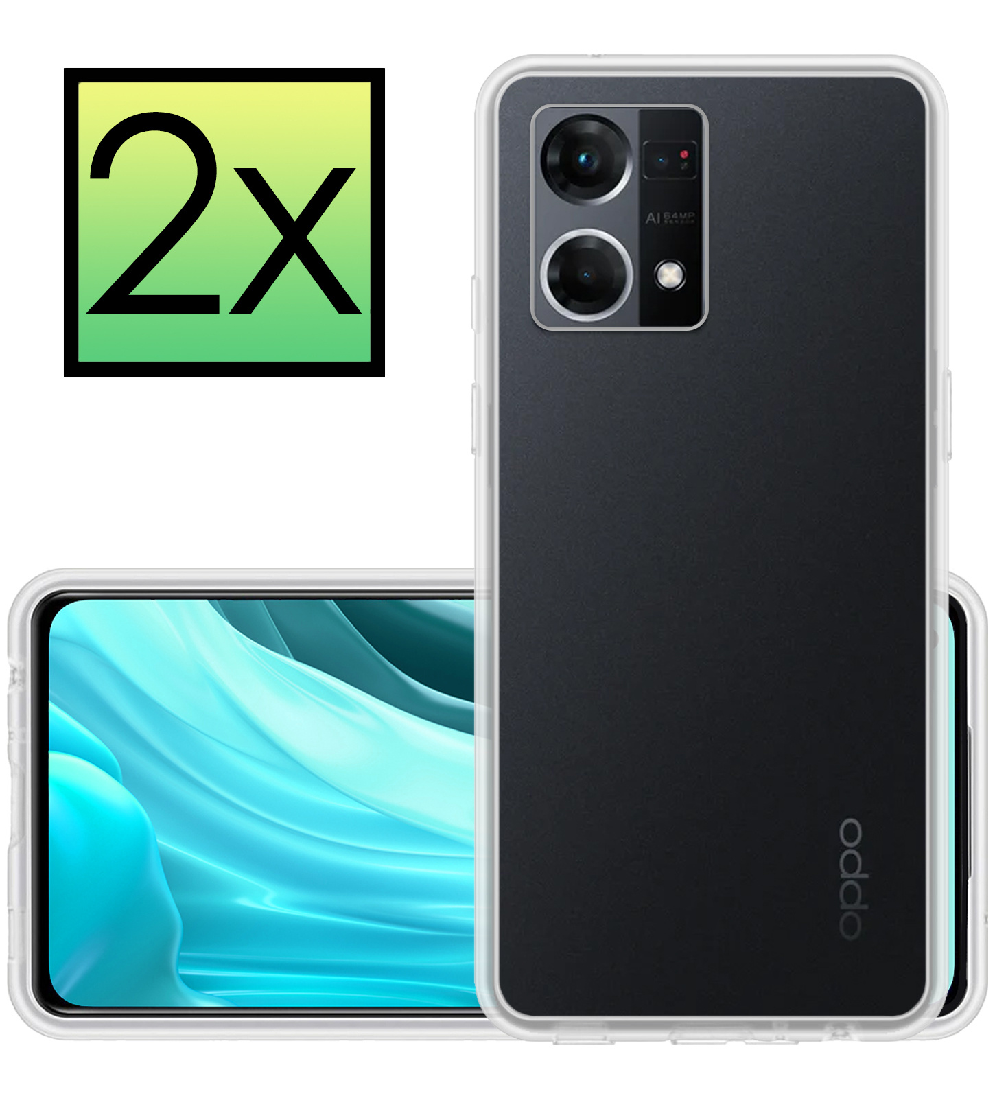 NoXx Hoes Geschikt voor OPPO Reno 7 Hoesje Cover Siliconen Back Case Hoes - Transparant - 2x