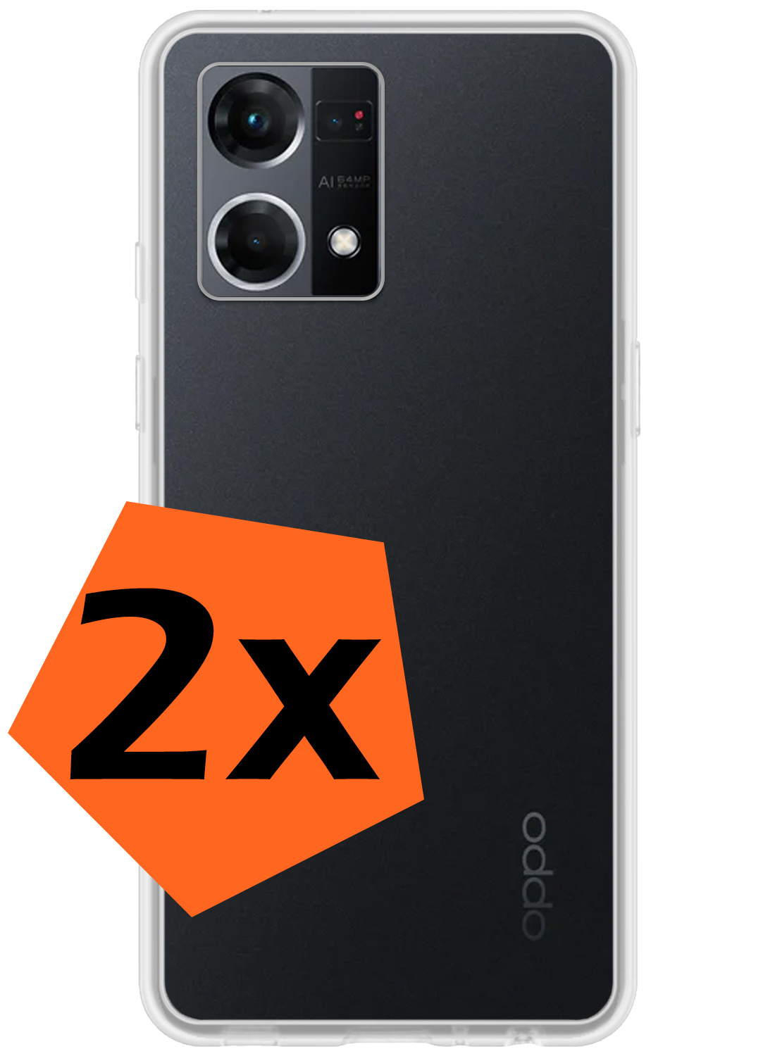 Nomfy Hoesje Geschikt voor OPPO Reno 7 Hoesje Siliconen Cover Case - Hoes Geschikt voor OPPO Reno 7 Hoes Back Case - 2-PACK - Transparant