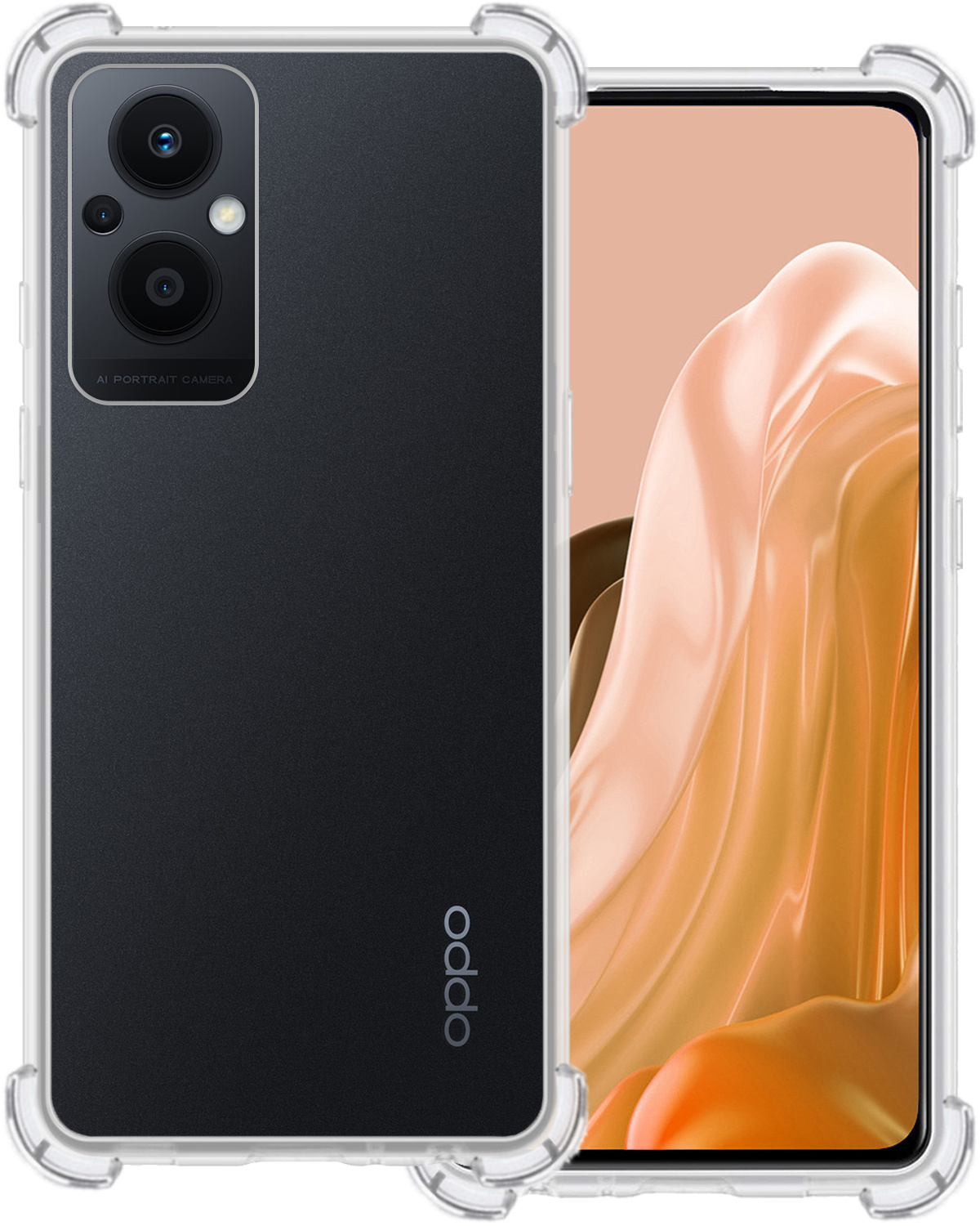 BASEY. Hoes Geschikt voor OPPO Reno 8 Lite Hoesje Shock Proof Case Hoes Siliconen - Hoesje Geschikt voor OPPO Reno 8 Lite Hoes Cover Shockproof - Transparant
